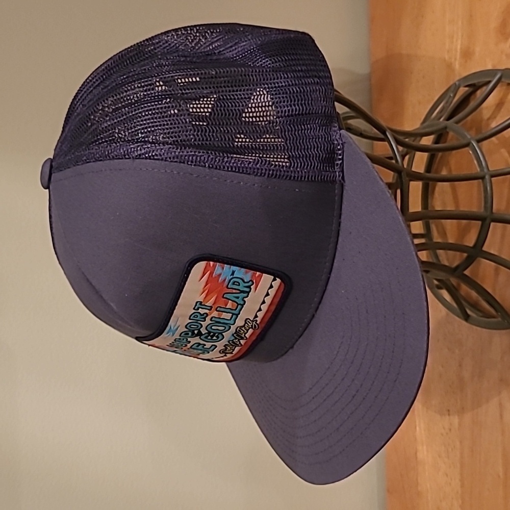 TROLL CO. CLOTHING Support Blue Collar Adjustable Snapback Meshback Trucker Cap - Picture 4 of 16